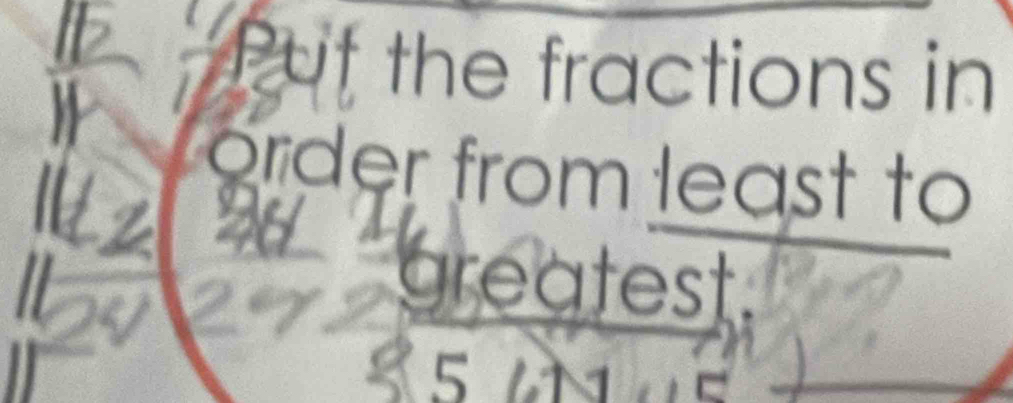 Put the fractions in 
order from least to 
reatest