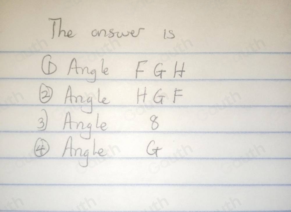 Solved: Directions - For the following diagram, name the angle four ...