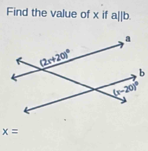 Find the value of x if a||b.
x=