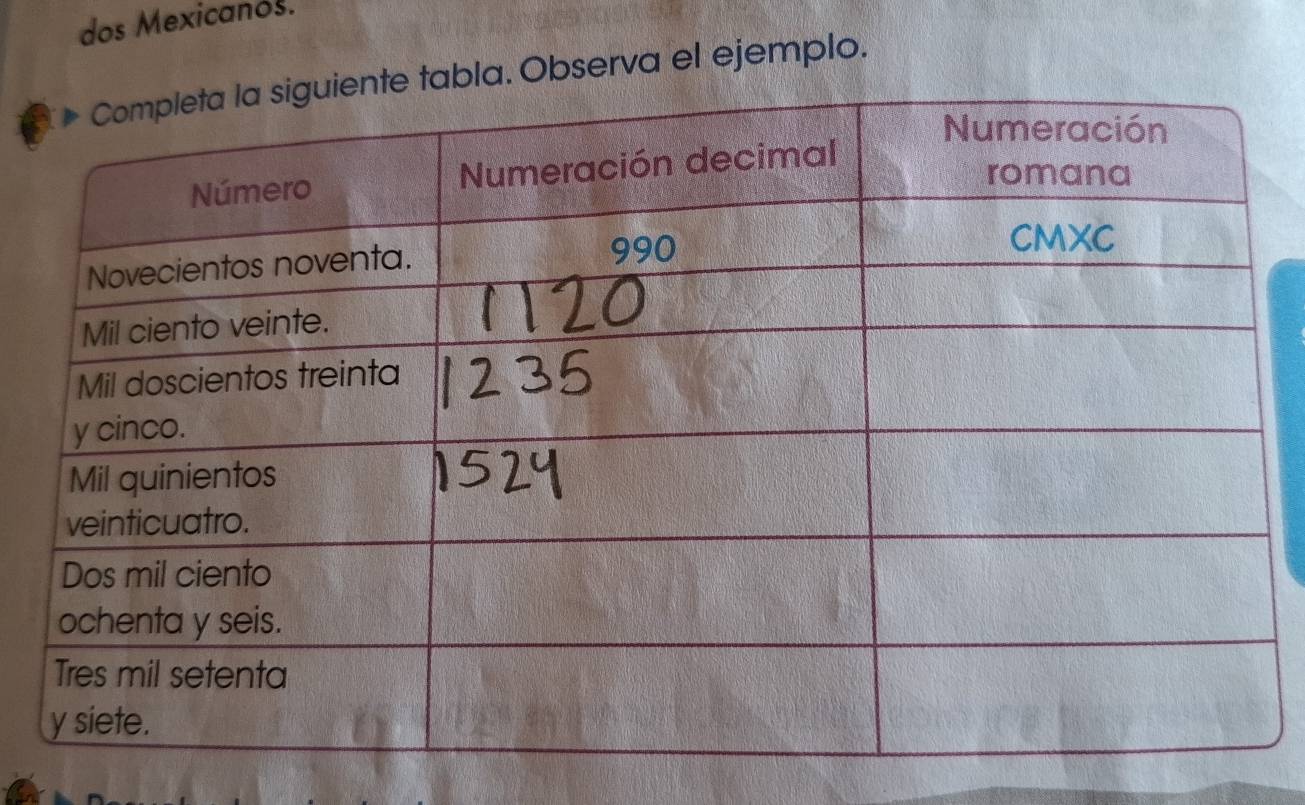 dos Mexicanos. 
a. Observa el ejemplo.