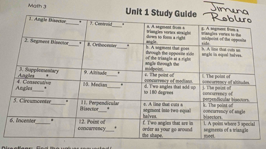 Math 3 Unit 1