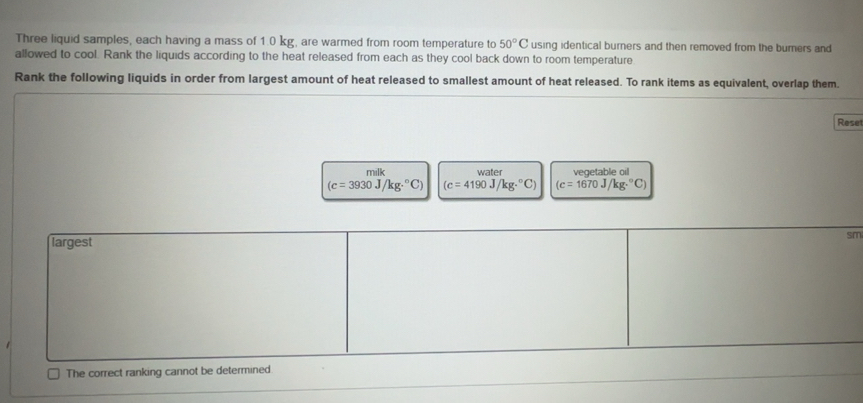Solved: Three liquid samples, each having a mass of 1.0 kg, are warmed ...