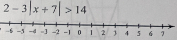 2-3|x+7|>14