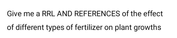 Give me a RRL AND REFERENCES of the effect 
of different types of fertilizer on plant growths