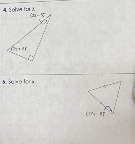 Solve for x
6. Solve for x.