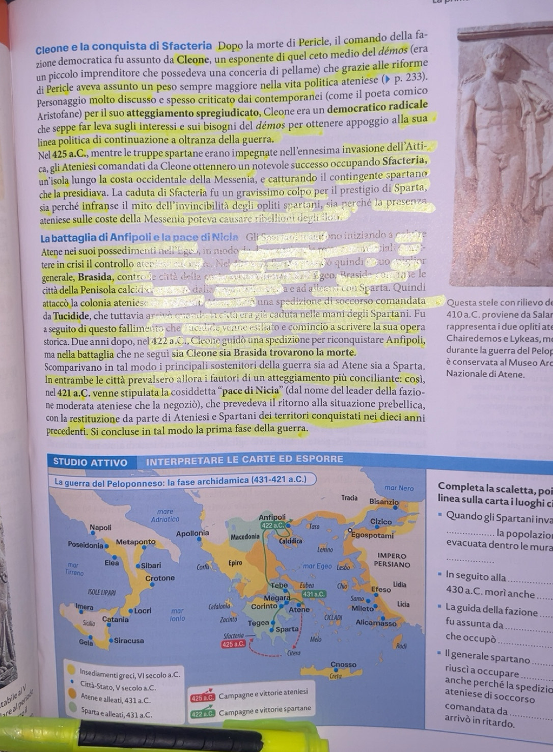 Risolto:Cleone e Ia conquista di Sfacteria Dopo la morte di Pericle, il ...
