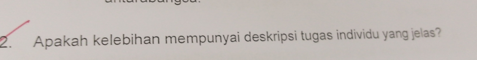 Apakah kelebihan mempunyai deskripsi tugas individu yang jelas?