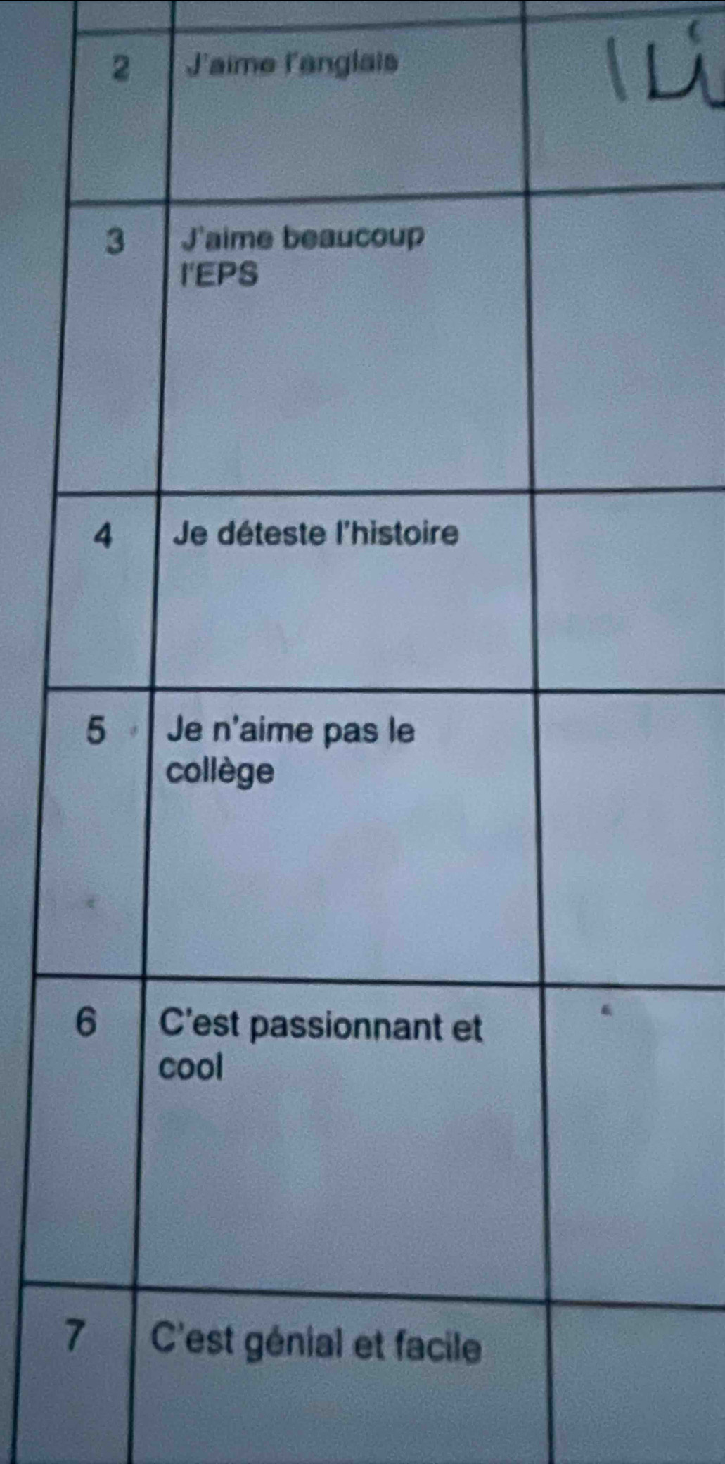 J'aime l'anglais 
7