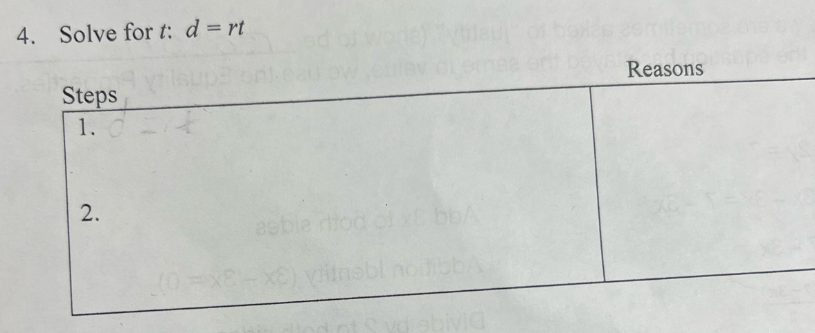 Solve for t : d=rt