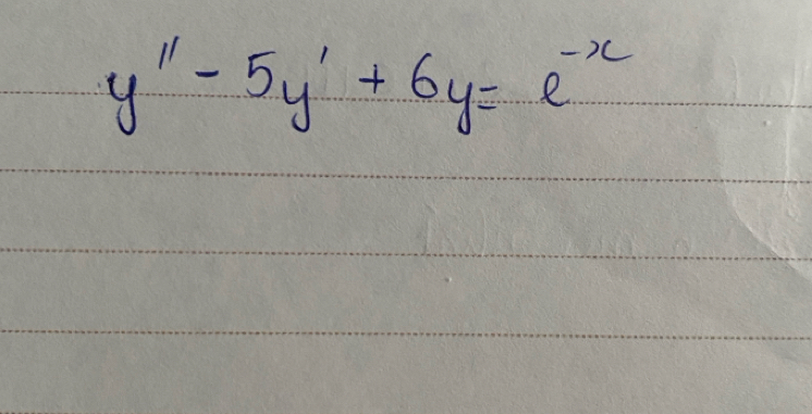 y''-5y'+6y=e^(-x)