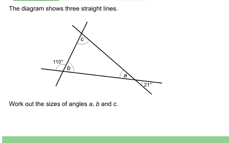 Solved: The diagram shows three straight lines. Work out the sizes of ...