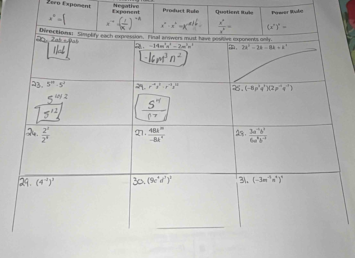 Žero Exponent Negative Product Rule Quotient Rule Power Rule
Exponent