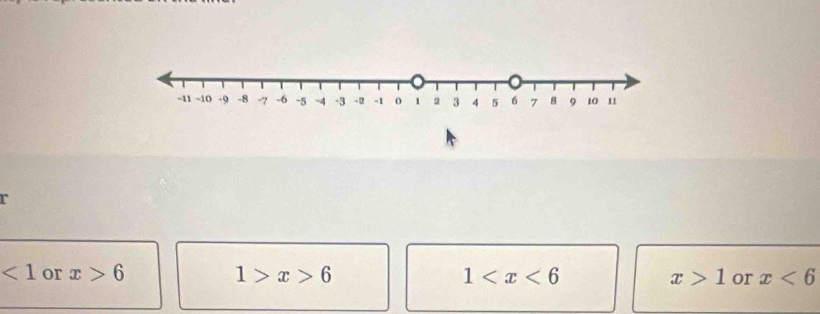 <1</tex> or x>6 1>x>6 1 x>1 or x<6</tex>