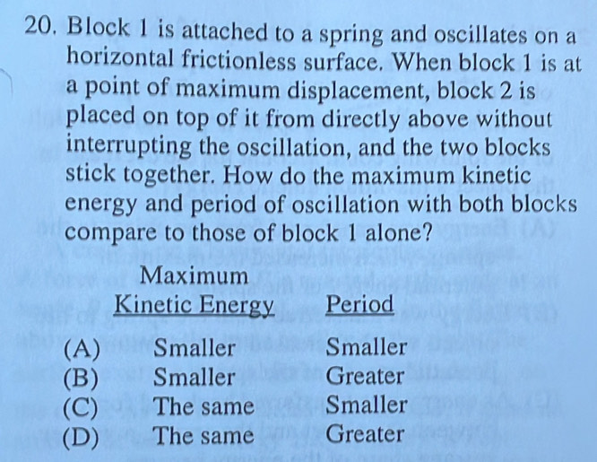 Solved: Block 1 is attached to a spring and oscillates on a horizontal ...