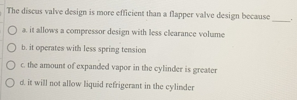Solved: The discus valve design is more efficient than a flapper valve ...