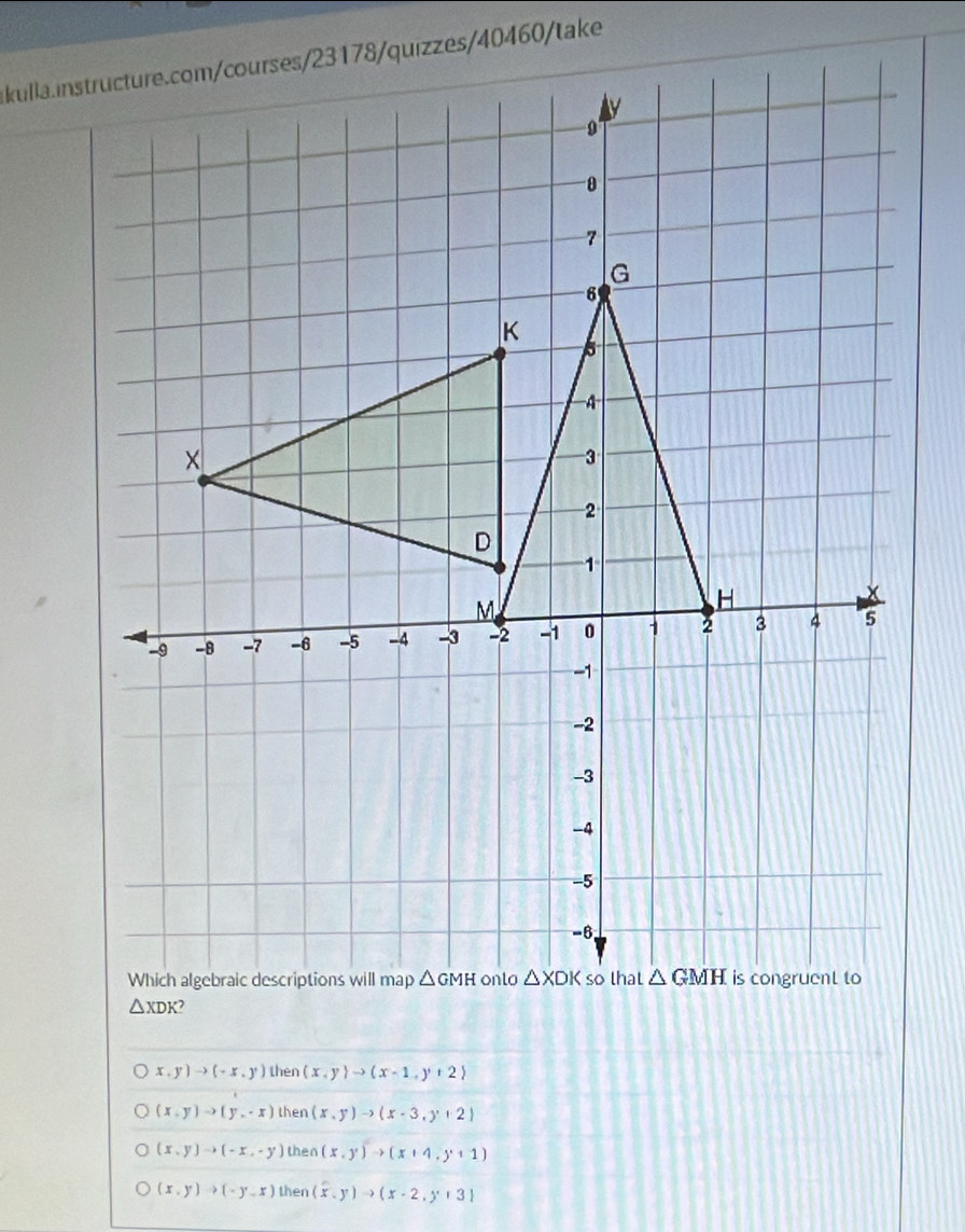 x,y)to (-x,y) then (x,y)to (x-1,y+2)
(x,y)to (y,-x) then (x,y)to (x-3,y+2)
(x,y)to (-x,-y) then (x,y)to (x+4,y+1)
(x,y)to (-y,x) then (widehat x,y)to (x-2,y+3)