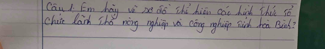 Cau d Em hay vè po dǒ zhé hiān cāo hinh This sé 
chic lanh Zho nèng nghiop va cōng nghiop ninh ha Binh?