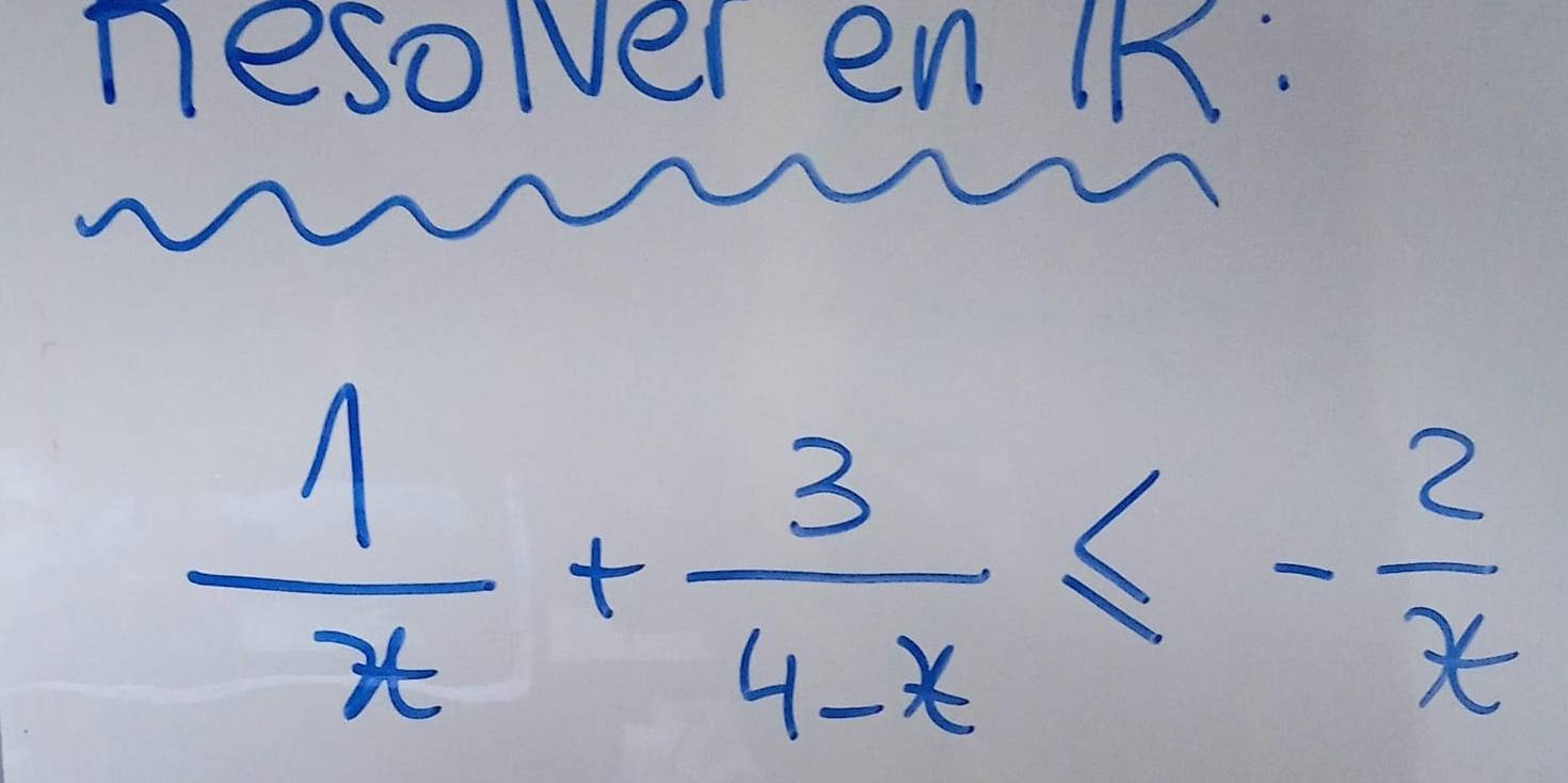 nesolver en iK.
 1/x + 3/4-x ≤ - 2/x 