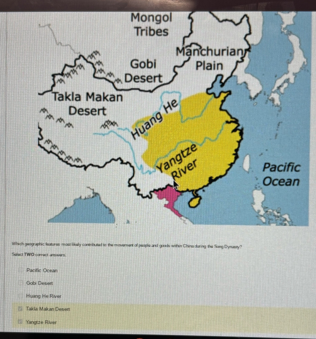 Gelöst:Which geographic features most likely contributed to the ...