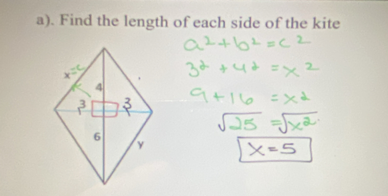 Find the length of each side of the kite