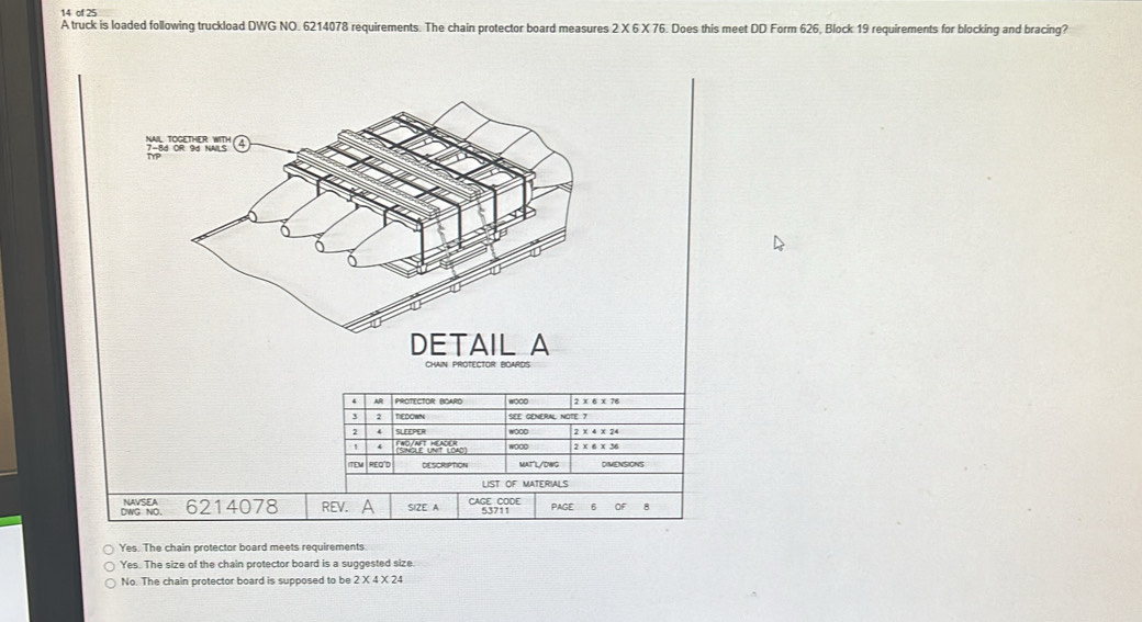 of 25 A truck is loaded following truckload DWG NO. 6214078 ...