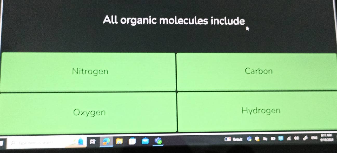 All organic molecules include