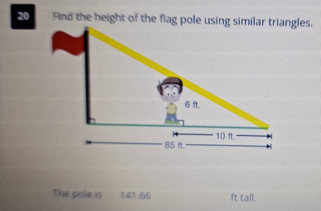 The pole is 141.66 ft tall.