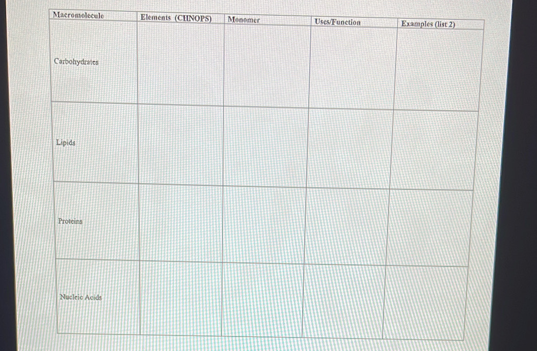 Macromolecule Elements