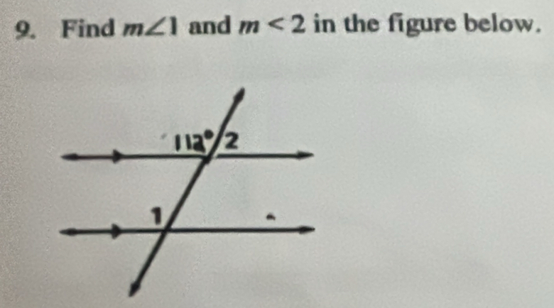 Find m∠ 1 and m<2</tex> in the figure below.