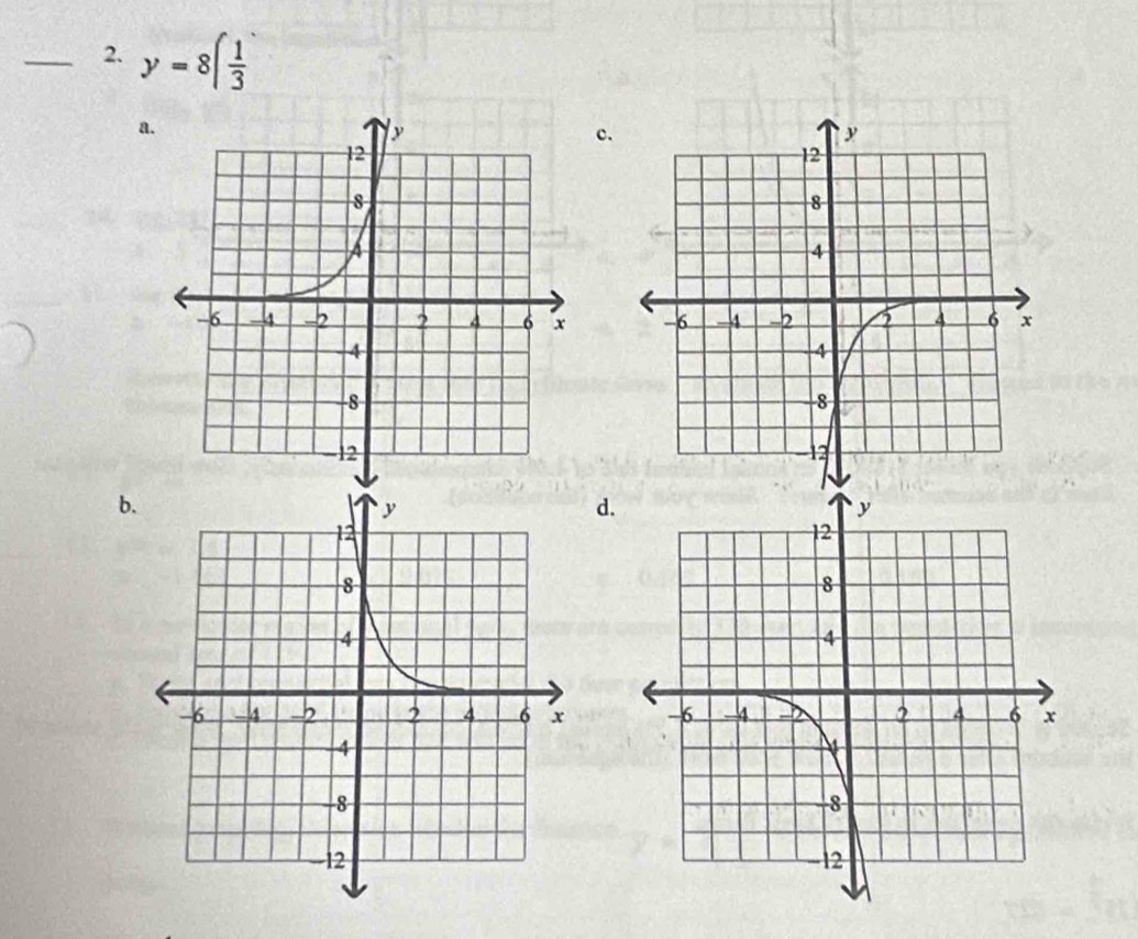 y=8( 1/3 
a.
c.

b.
d.