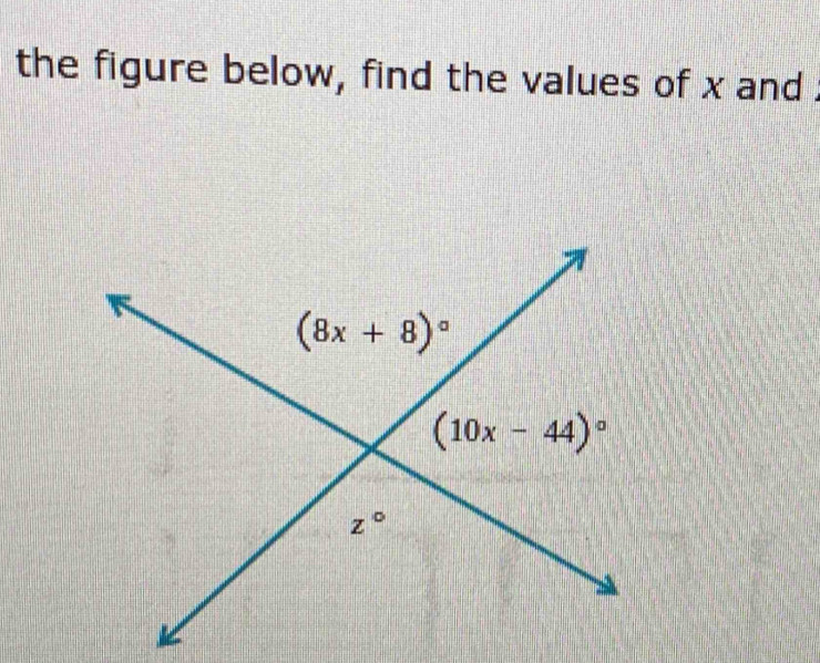 the figure below, find the values of x and