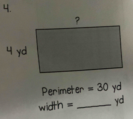 Perimeter =30 yd
width =_ 
yd