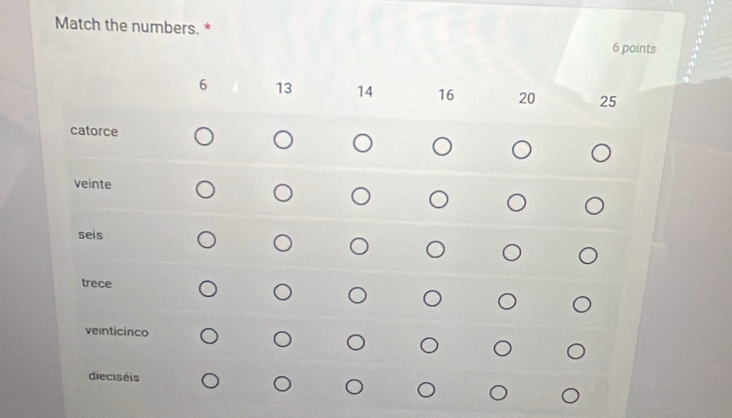 Match the numbers. * 
6 points