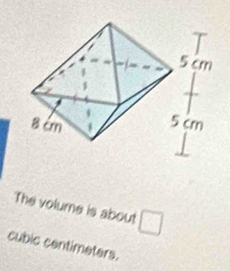 The volume is about □
cubic centimeters.