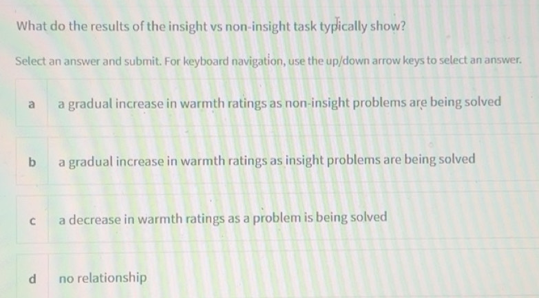 Solved: What do the results of the insight vs non-insight task ...