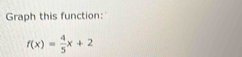 Graph this function:
f(x)= 4/5 x+2