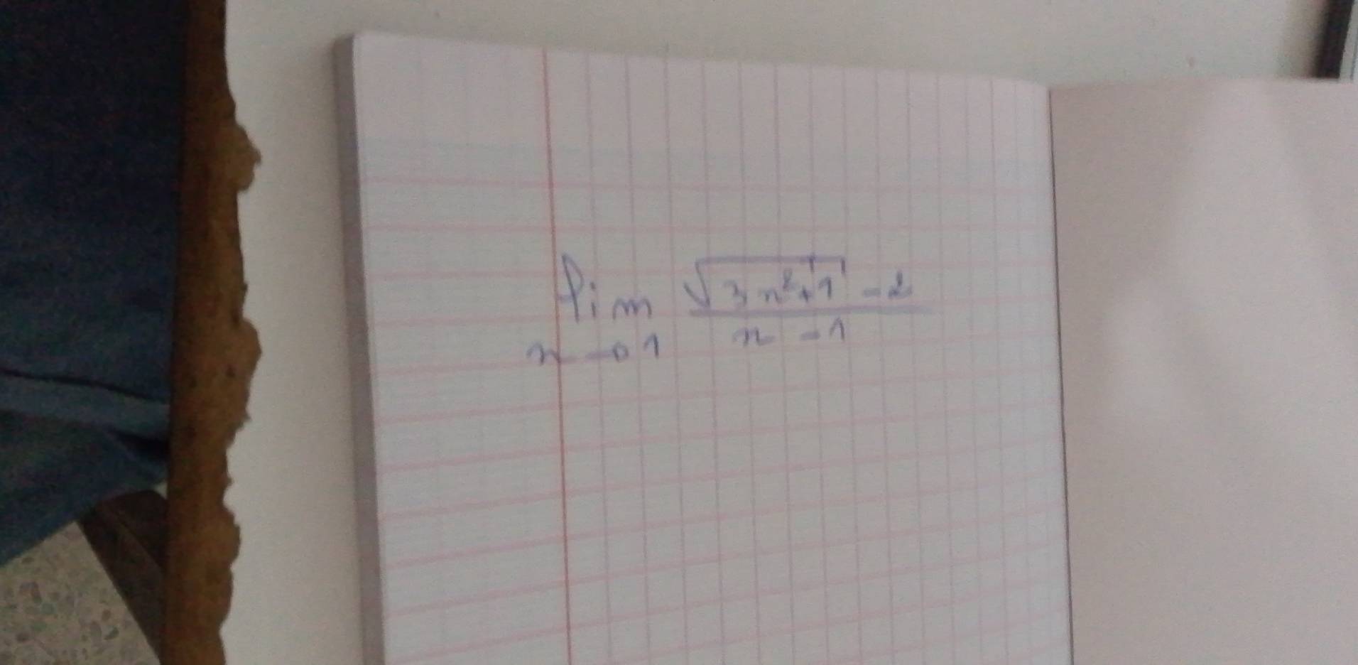 limlimits _n=01 (sqrt(3n^2+1)-2)/n-1 