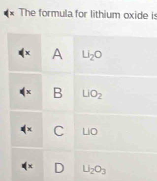 The formula for lithium oxide is