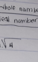 whole numbe 
real number
sqrt(4)