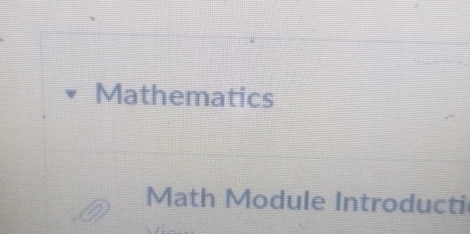 Mathematics 
Math Module Introducti