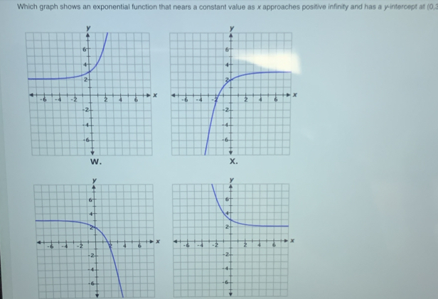 Solved: Which graph shows an exponential function that nears a constant ...