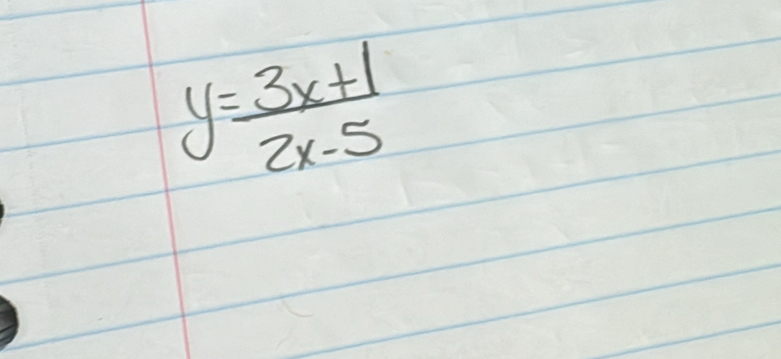 y= (3x+1)/2x-5 