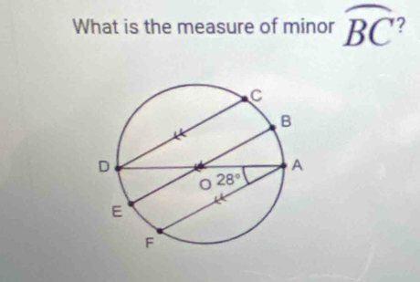 What is the measure of minor widehat BC 2