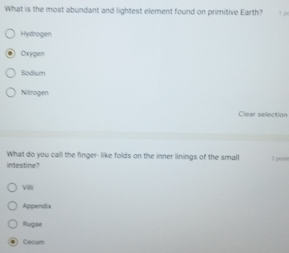 Solved: What is the most abundant and lightest element found on ...
