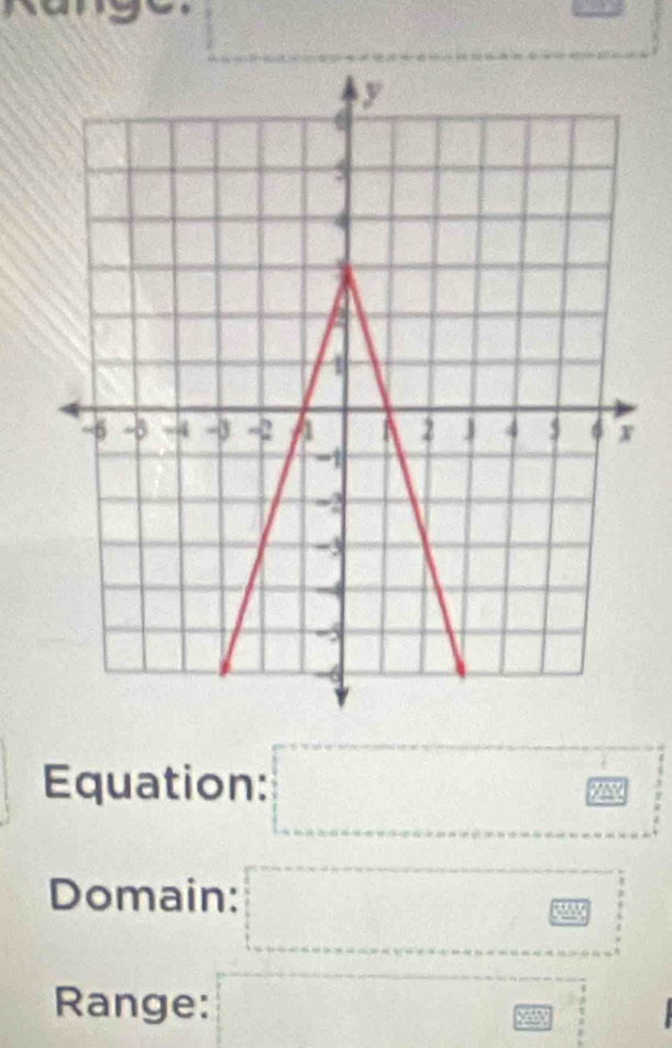 Equation: □ 
Domain: □ 
Range: 
□ 