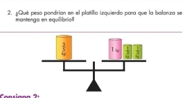 ¿Qué peso pondrían en el platillo izquierdo para que la balanza se
mantenga en equilibrio