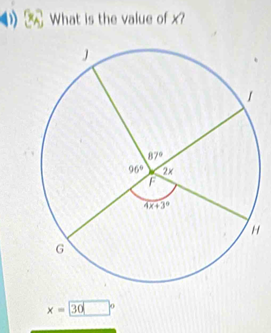 What is the value of x?
x=30