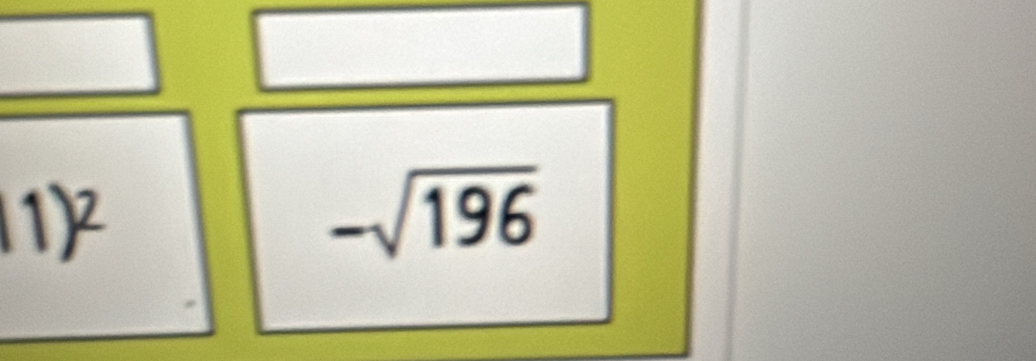 11)^2
-sqrt(196)