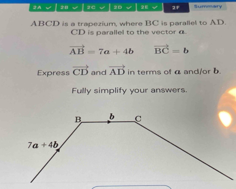 Solved: 2A 2B 2C 2D 2E 2F Summary ABCD is a trapezium, where BC is ...