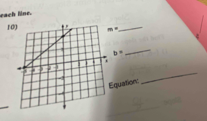 each line. 
10
m=
_
b=
_ 
_ 
Equation: